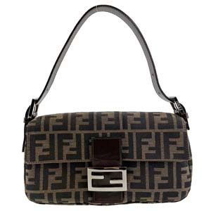 フェンディ マンマバゲット ズッカ キャンバス レザー ブラウン ショルダーバッグ