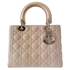 ディオール レディディオール カナージュ ミディアム ラムスキン ベージュ ハンドバッグ