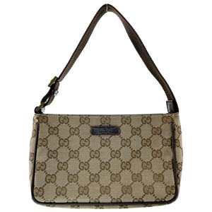 グッチ GGキャンバス レザー ベージュ ブラウン アクセサリーポーチ