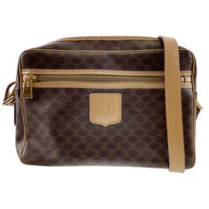 セリーヌ マカダム PVC レザー ベージュ ショルダーバッグ