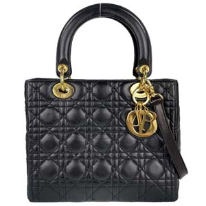 ディオール レディディオール カナージュ ミディアム ラムスキン ブラック 2WAY ハンドバッグ