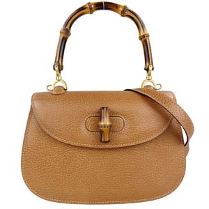 グッチ バンブー レザー ブラウン 2WAY ハンドバッグ