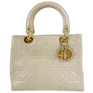 ディオール レディディオール カナージュ ミディアム ラムスキン アイボリー ハンドバッグ