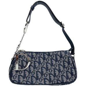 ディオール トロッター キャンバス レザー ネイビー ショルダーバッグ