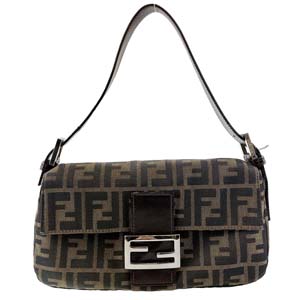 フェンディ マンマバゲット ズッカ キャンバス レザー ブラウン ショルダーバッグ