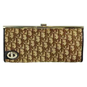 ディオール トロッター キャンバス レザー ブラウン クラッチバッグ