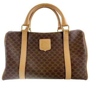 セリーヌ マカダム PVC レザー ブラウン ボストンバッグ