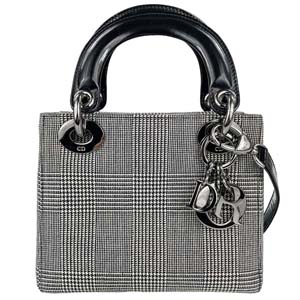 ディオール レディディオール ミニ キャンバス レザー 千鳥柄 ブラック 2WAY ハンドバッグ