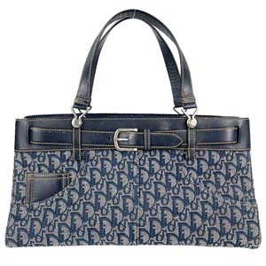 ディオール トロッター キャンバス レザー ネイビー ハンドバッグ