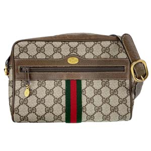 グッチ オールドグッチ シェリーライン PVC レザー ベージュ ブラウン ショルダーバッグ