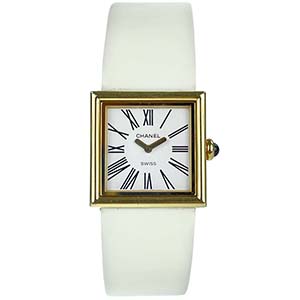 シャネル マドモアゼル クォーツ ステンレススチール ゴールド ホワイト 腕時計