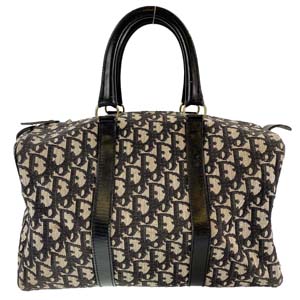 ディオール トロッター キャンバス レザー ブラック ベージュ ハンドバッグ