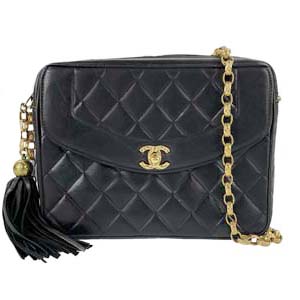シャネル マトラッセ ラムスキン タッセル ブラック ショルダーバッグ
