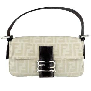 フェンディ マンマバゲット ズッカ キャンバス レザー ベージュ ショルダーバッグ