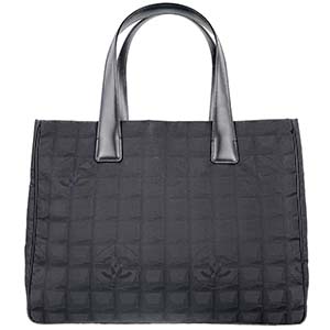 シャネル ニュートラベルライン ナイロンジャガード レザー ブラック トートバッグ