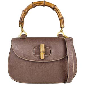 グッチ バンブー レザー ブラウン 2WAY ハンドバッグ