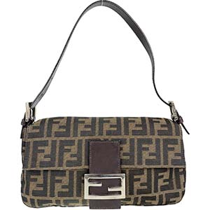 フェンディ マンマバゲット ズッカ キャンバス レザー ブラウン ショルダーバッグ