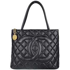 シャネル 復刻トート マトラッセ キャビアスキン ブラック トートバッグ