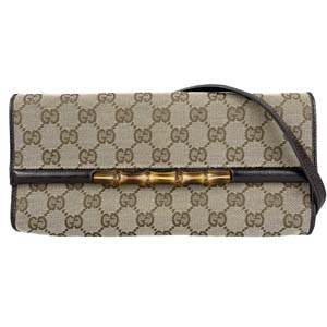 グッチ バンブー GGキャンバス レザー ベージュ ブラウン ショルダーバッグ