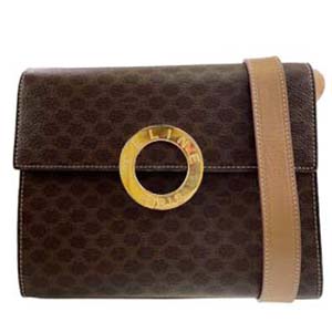 セリーヌ マカダム サークル PVC レザー ブラウン ショルダーバッグ