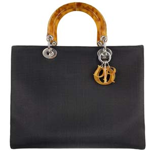 ディオール レディディオール ホースヘア― べっ甲 ブラック ハンドバッグ