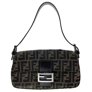 フェンディ マンマバゲット ズッカ キャンバス レザー ブラウン ショルダーバッグ