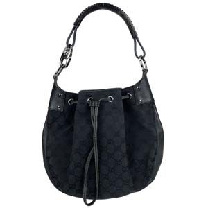 グッチ GGキャンバス レザー ブラック ショルダーバッグ