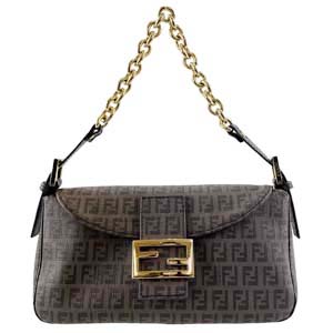 フェンディ マンマバゲット ズッキーノ PVC レザー ブラウン ショルダーバッグ