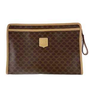 セリーヌ マカダム PVC レザー ブラウン クラッチバッグ