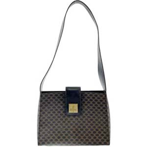 セリーヌ マカダム PVC レザー ブラック ショルダーバッグ