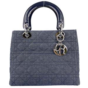 ディオール レディディオール カナージュ ミディアム デニム ネイビー ハンドバッグ