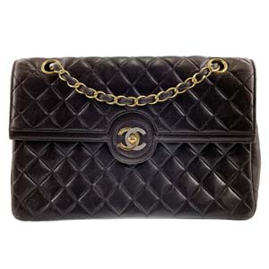 シャネル マトラッセ 25㎝ パリ限定 ラムスキン ブラック ショルダーバッグ