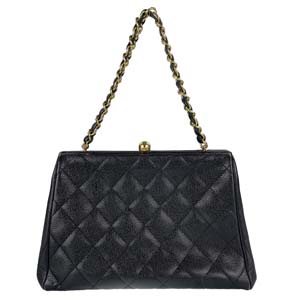 シャネル マトラッセ キャビアスキン ブラック がま口 ショルダーバッグ