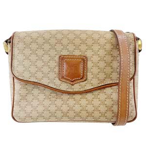 セリーヌ マカダム PVC レザー ベージュ ショルダーバッグ