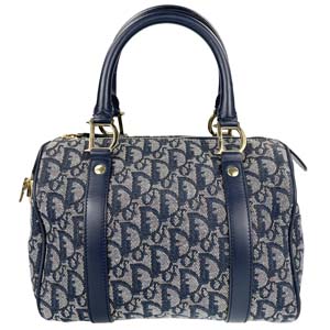 ディオール トロッター キャンバス レザー ネイビー ハンドバッグ