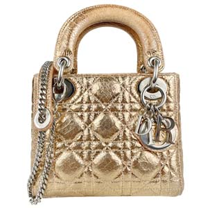 ディオール レディディオール カナージュ ミニ レザー ピンクゴールド 2WAY ハンドバッグ