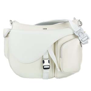 ディオール サドルバッグ DIOR AND SACAI グレインドカーフスキン ホワイト ショルダーバッグ