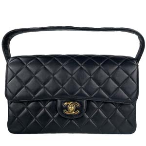 シャネル マトラッセ 25㎝ ダブルフェイス ラムスキン ブラック ハンドバッグ