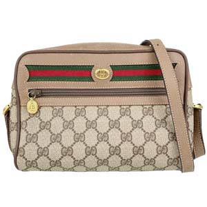 グッチ オールドグッチ シェリーライン PVC レザー ベージュ ブラウン ショルダーバッグ