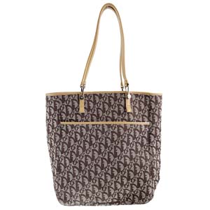 ディオール トロッター キャンバス レザー ブラウン トートバッグ