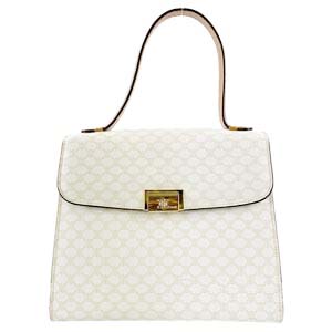 セリーヌ マカダム PVC レザー ホワイト ハンドバッグ