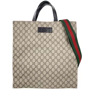 グッチ GGスプリーム PVC レザー ベージュ 2WAY トートバッグ