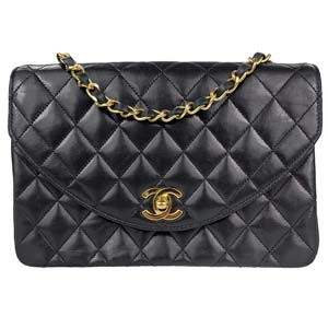 シャネル マトラッセ 23㎝ ラムスキン ブラック ショルダーバッグ