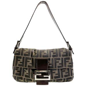 フェンディ マンマバゲット ズッカ キャンバス レザー ブラウン ショルダーバッグ