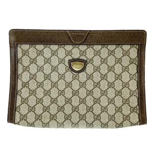 グッチ GGプラス コーティングキャンバス レザー ベージュ ブラウン セカンドバッグ
