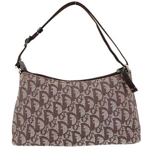 ディオール トロッター キャンバス レザー ブラウン ショルダーバッグ