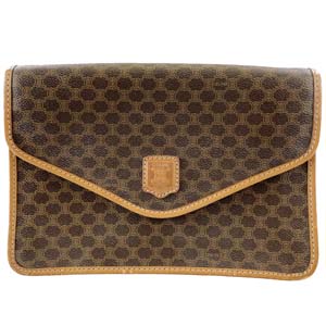 セリーヌ マカダム PVC レザー ブラウン クラッチバッグ