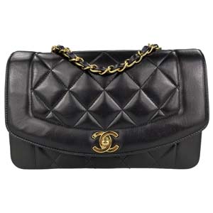 シャネル マトラッセ 22㎝ ダイアナフラップ ラムスキン ブラック ショルダーバッグ