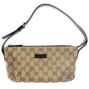 グッチ GGキャンバス レザー ベージュ ブラウン アクセサリーポーチ