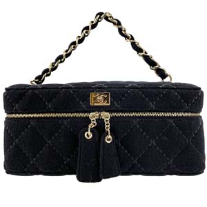 シャネル ワイルドステッチ ウール ブラック バニティバッグ